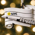 Load image into Gallery viewer, White flute ornament with '1 NAME' label against a blurred light background