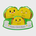 Load image into Gallery viewer, Taco-shaped family portrait with cartoon faces on a white background