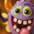 Load image into Gallery viewer, Toy monster with large eyes and a wide mouth against a blurred background