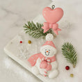 Load image into Gallery viewer, Personalized pink snowman baby Christmas ornament with custom name and year, 3D raised front design, baby girl first Christmas keepsake decoration