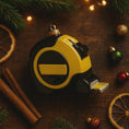 Load image into Gallery viewer, Yellow tape measure USB drive on a festive background with Christmas decorations