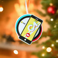 Load image into Gallery viewer, Decorative ornament with a smartphone design on a blurred Christmas tree background