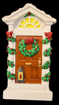 Load image into Gallery viewer, Decorative Christmas door with wreath and lights on a white background