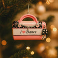 Load image into Gallery viewer, Decorative ornament shaped like a pink handbag with 'I ❤️ Dance' text, hanging on a Christmas tree.