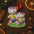 Load image into Gallery viewer, Personalized mother and daughter cat Christmas ornament with 2 names custom holiday decor