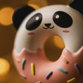 Load image into Gallery viewer, Donut-shaped ornament with panda design on a blurred background