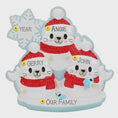 Load image into Gallery viewer, Personalized Christmas ornament with family of 3 seal in red sweaters