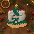 Load image into Gallery viewer, Personalized Manatee Family Couple Ornament | Coastal Christmas Keepsake | Raised 3D Ornament