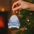 Load image into Gallery viewer, Personalized volleyball ornament featuring a detailed volleyball design with a customizable name and year. Perfect for volleyball players, coaches, teams, or sports lovers, this ornament celebrates dedication, teamwork, and memorable seasons. A great keepsake for athletes, end of season gifts, or holiday decor, adding a sporty and personal touch to any Christmas tree or winter display.