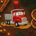 Load image into Gallery viewer, Red truck ornament on a wooden surface with Christmas decorations