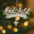 Load image into Gallery viewer, Personalized Godchild Christmas Ornament | Custom Name and Year Cross Keepsake | Religious Present