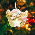 Load image into Gallery viewer, Personalized Baby Girl First Christmas Ornament featuring a detailed 3D front design with a sweet baby resting inside a woven basket, pink nightcap, teddy bear, and hanging star for the year. The babyâs name is added on the hat and the year on the star, creating a meaningful keepsake. Soft pink tones, cozy textures, and dimensional elements make it perfect for newborn girl gifts, baby shower presents, and treasured first Christmas tree memories.