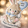 Load image into Gallery viewer, Baby Bunny Boy First Christmas Ornament | Personalized Animal Keepsake | Raised 3D Details
