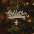 Load image into Gallery viewer, Decorative ornament with 'Godfather' text hanging on a Christmas tree.
