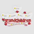 Load image into Gallery viewer, Decorative wall art with heart-shaped names and 'grandchildren' text on a white background