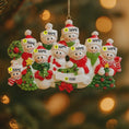 Load image into Gallery viewer, Snowman Family of 9 Christmas Ornament | Personalized Names and Year | Winter Tree Decor Keepsake