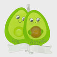 Load image into Gallery viewer, Personalized expecting couple ornament featuring a cute avocado couple design celebrating pregnancy and growing families. This joyful Christmas ornament can be customized with two names and a year, making it perfect for pregnancy announcements, expecting parents, baby reveals, and first Christmas as a family. A playful and heartwarming keepsake that captures love, excitement, and the beginning of a beautiful new chapter together.
