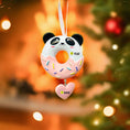 Load image into Gallery viewer, Personalized panda donut Christmas ornament with custom name and year, cute animal holiday tree decoration
