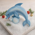 Load image into Gallery viewer, Personalized dolphin Christmas ornament with custom name and year, cute ocean themed holiday tree decoration
