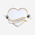 Load image into Gallery viewer, Heart shaped pet memorial Christmas ornament designed to honor the loving memory of a beloved pet. Features angel wing paw details and a soft elegant design that brings comfort and warmth during the holiday season. Includes a customizable name and year area, allowing you to create a meaningful keepsake in remembrance of a cherished companion. Perfect for memorial Christmas trees sympathy gifts pet loss remembrance and heartfelt holiday decor.