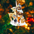 Load image into Gallery viewer, Decorative ornament with a bear, deer, and fox on a blurred Christmas tree background