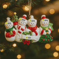 Load image into Gallery viewer, Family of 4 Snowman Ornament | Personalized Christmas Gift | Custom Names Holiday Decor | Winter Keepsake