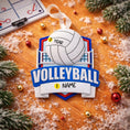 Load image into Gallery viewer, Personalized volleyball ornament featuring a detailed volleyball design with a customizable name and year. Perfect for volleyball players, coaches, teams, or sports lovers, this ornament celebrates dedication, teamwork, and memorable seasons. A great keepsake for athletes, end of season gifts, or holiday decor, adding a sporty and personal touch to any Christmas tree or winter display.