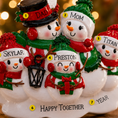Load image into Gallery viewer, Family of 5 Snowman Ornament | Personalized Holiday Ornament | Custom Handwritten Names | Winter Season Decoration