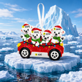 Load image into Gallery viewer, Decorative ornament of polar bears in a car on ice with a scenic background