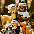 Load image into Gallery viewer, Decorative figurines of a deer, bear, fox, and raccoon with name tags against a blurred forest background.
