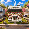 Load image into Gallery viewer, Decorative house ornament with cartoon family on a suburban street
