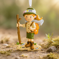 Load image into Gallery viewer, Personalized Girl Scout Ornament | Custom Hiking Scout Christmas Decor | Outdoor Camper Holiday Keepsake