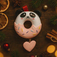 Load image into Gallery viewer, Personalized panda donut Christmas ornament with custom name and year, cute animal holiday tree decoration