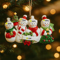 Load image into Gallery viewer, Family of 5 Christmas Snowman Ornament | Personalized Snow Family Decor | Custom Names Year Holiday Keepsake