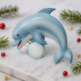 Load image into Gallery viewer, Personalized dolphin Christmas ornament with custom name and year, cute ocean themed holiday tree decoration