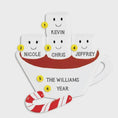 Load image into Gallery viewer, Personalized mug with family names on a white background