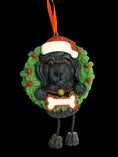 Load image into Gallery viewer, Black Labradoodle Wreath Decor | Personalized Dog Name and Year | Christmas Pet Keepsake | Labradoodle Gift