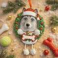 Load image into Gallery viewer, Purebred Siberian Husky Wreath | Personalized Name and Year | Custom Pet Keepsake | Dog Lover Decor