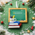 Load image into Gallery viewer, Personalized Teacher Apple Ornament | Custom Name and Year Christmas Gift | Teacher Appreciation Holiday Keepsake