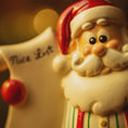 Load image into Gallery viewer, Decorative figurine of Santa Claus holding a 'Nice List' sign with a warm, blurred background.