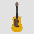Load image into Gallery viewer, Personalized guitar ornament featuring a classic acoustic guitar design with detailed strings and wood texture. Custom name and year handwritten directly on the guitar body. High detail 3D resin ornament with white hanging ribbon. Perfect Christmas tree decoration for guitar players musicians music lovers and acoustic guitar fans. Warm musical theme ideal for holiday decor and meaningful personalized gifts.