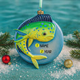 Load image into Gallery viewer, Decorative fish ornament with customizable text on a festive background