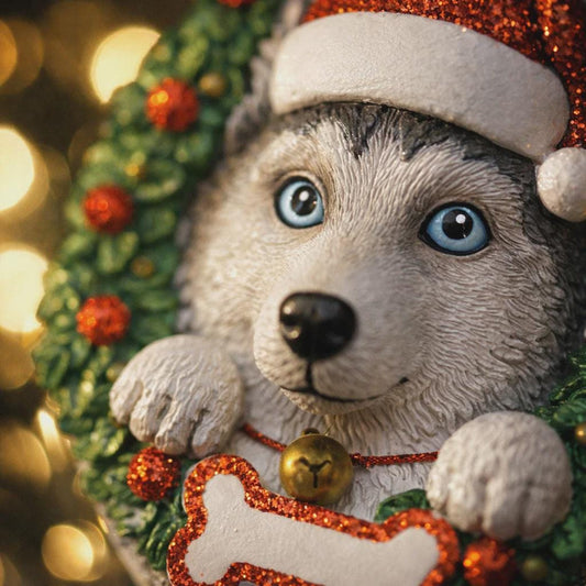 Purebred Siberian Husky Wreath | Personalized Name and Year | Custom Pet Keepsake | Dog Lover Decor