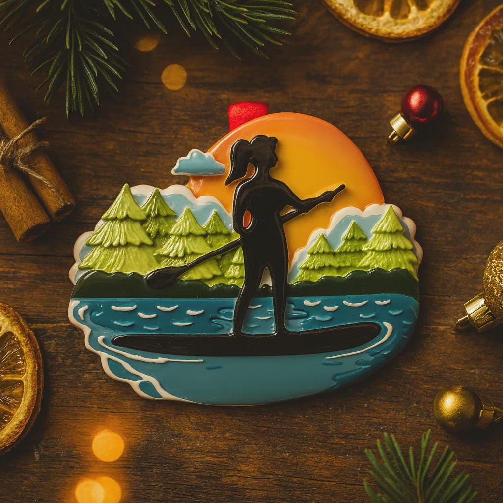 Stand Up Paddleboard Ornament for Women | Custom SUP Christmas Gift | Paddleboarding Outdoor Water Sport