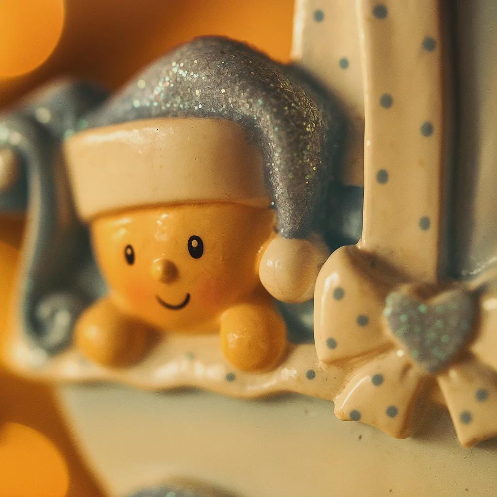 Personalized baby boy Christmas ornament featuring a light blue stroller with glitter details and a smiling baby wearing a blue nightcap. Custom name appears on the top and year on the bottom, making it a perfect Baby’s First Christmas keepsake. This blue resin holiday ornament is ideal for newborn boys, baby shower gifts, and celebrating a special first Christmas memory.