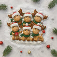 Load image into Gallery viewer, Family of 6 Reindeer Ornament | Personalized Names and Year | Festive Tree Decor Keepsake
