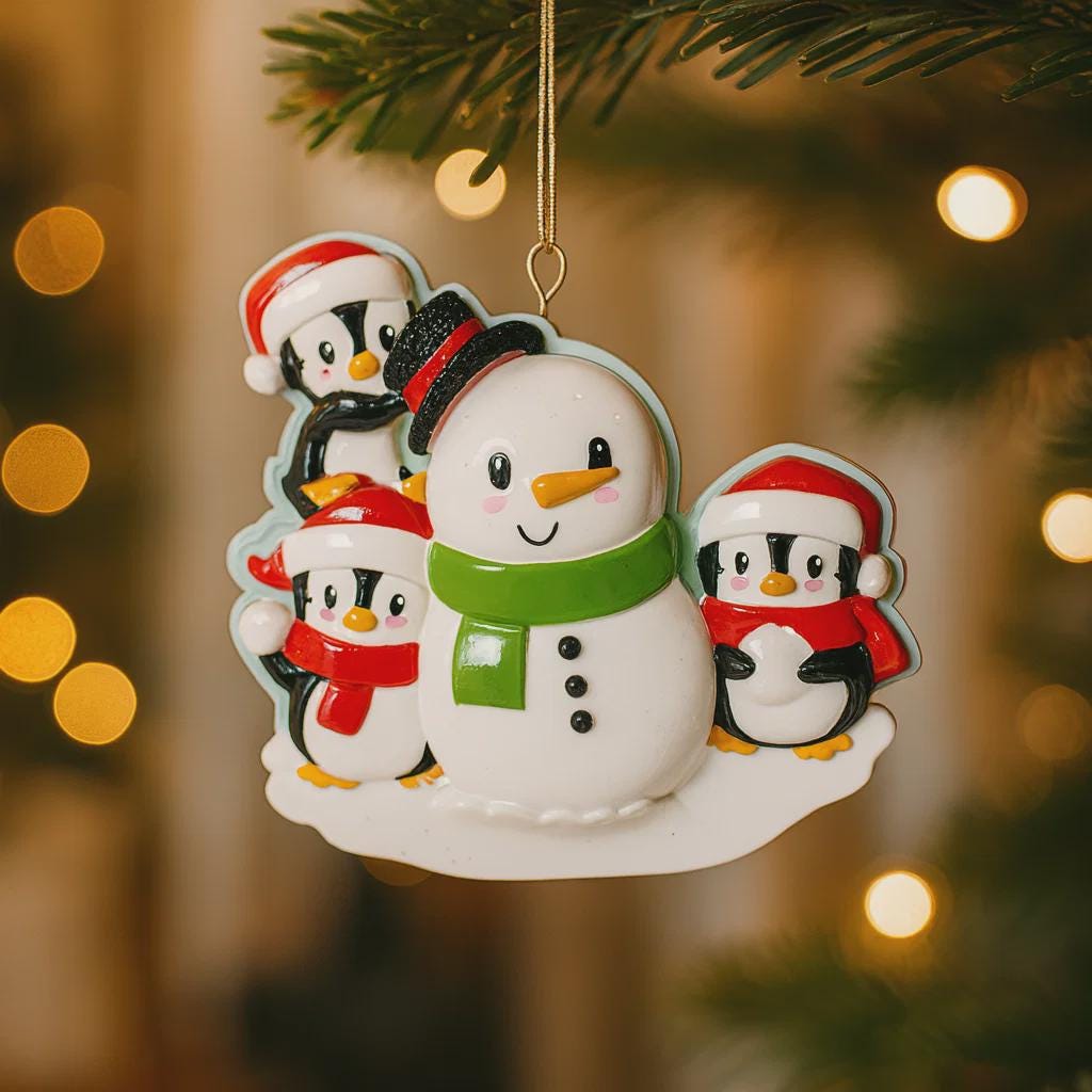 Family of 3 Christmas Ornament | Personalized Snowman Family Decor | Custom Names Year Holiday Keepsake