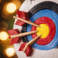 Load image into Gallery viewer, Personalized archery ornament featuring a colorful target and arrows design, customized with a name and year. Perfect for archery lovers, hunters, target shooting fans, and outdoor sports enthusiasts. This unique Christmas ornament celebrates precision, focus, and passion for archery, making it a meaningful holiday keepsake or gift for athletes, hobbyists, and competitive shooters.

