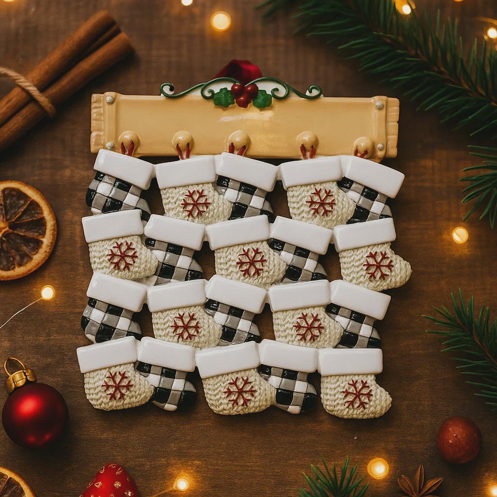 Personalized Family of 15 to 20 Christmas Stockings Ornament | Custom Keepsake