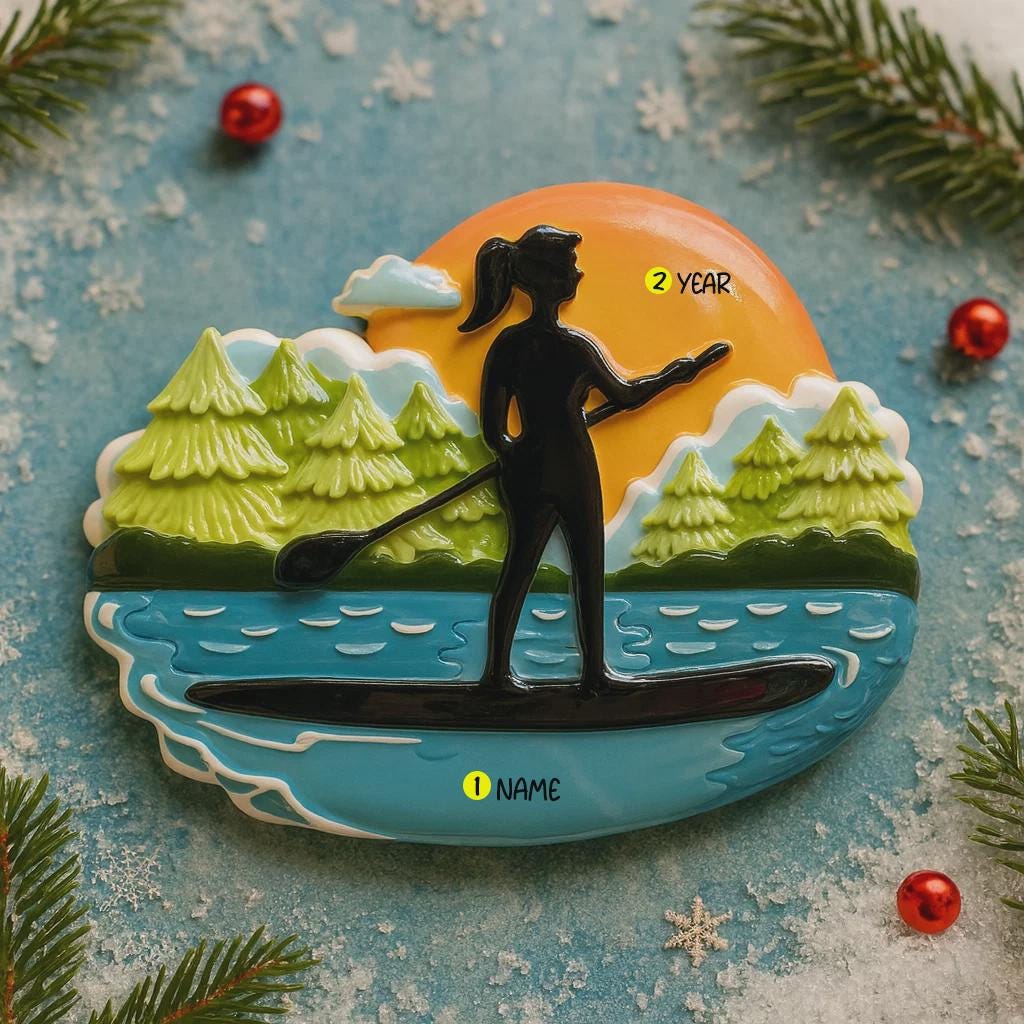 Stand Up Paddleboard Ornament for Women | Custom SUP Christmas Gift | Paddleboarding Outdoor Water Sport